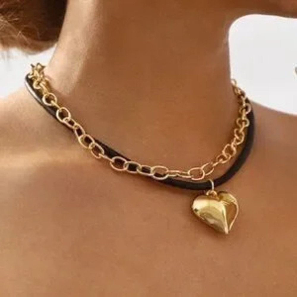Double Layer Rope Heart Necklace (8005)